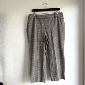 Talbots Womens Pants Black White Brown Houndstooth High Waist Hampshire Size 16